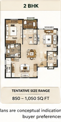 Embassy Space Sadahalli conceptual 2 BHK planning study Embassy Space Sadahalli conceptual 2 BHK planning study