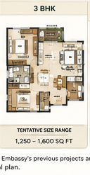 Embassy Space Sadahalli conceptual 3 BHK planning study Embassy Space Sadahalli conceptual 3 BHK planning study